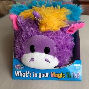 FlipAZoo Purple Unicorn Plush with Yellow & Teal Mane